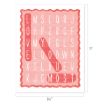 A pink word search with the word "LOVE" highlighted vertically in red. The puzzle is bordered with a wavy red line and measures 8.5 inches wide by 11 inches tall.