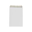 A blank white notepad with a gold spiral binding at the top, centered on a plain white background.
