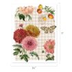 A vintage-style illustration of colorful flowers and a butterfly on a beige gingham background, with faint script and postal stamp accents. The image measures 8.5 inches by 11 inches.