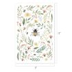 A botanical print featuring bees and various wildflowers with green leaves and stems, arranged on a white background. The dimensions are marked as 17 inches tall by 11 inches wide.