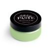 A round container of green Chalkology Paste by Chalk Couture with a black lid and a black label. The label reads "chalkology PASTE, CHALK COUTURE, WASHABLE PASTE" in white text.