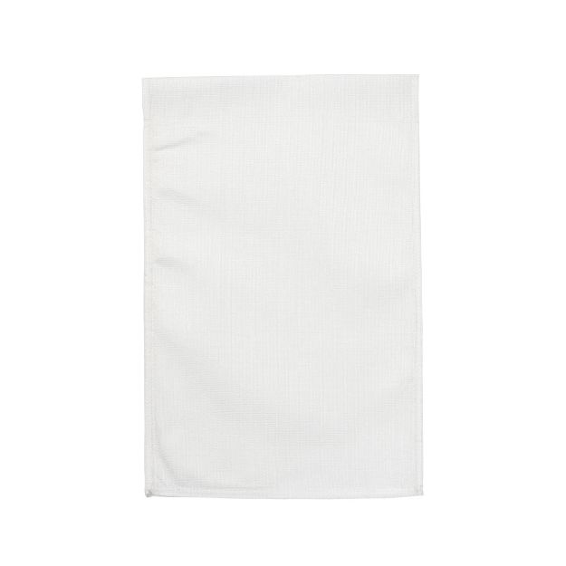 A plain, rectangular white cloth napkin is laid flat on a white background.