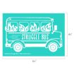 A white illustration of a bus with flames in the windows and the words "STRUGGLE BUS" on its side, set against a teal background. Dimensions are 6.5 inches wide by 4.5 inches tall.