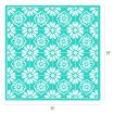 A square, teal-colored tile design with a repeating white floral pattern. The tile measures 18 inches by 18 inches, with each smaller tile featuring a symmetrical flower motif.