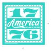 A teal square design with white stars around the border, displaying "1776" in bold numbers and "America The Land of the Free" in script and block letters. The image size is 9 by 9 inches.