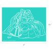 Line drawing of three Disney princesses sitting together, reading a book and smiling, on a teal background. The image dimensions are 11 inches wide by 8.5 inches tall.