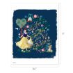 Illustration of Snow White dancing in a garden with flowers, a rabbit, a bird, ballet shoes, and the words "Life is Better when you Dance" in decorative script on a dark blue background.