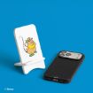 A phone stand with an illustration of Gus Gus from Disney’s Cinderella is on a blue surface next to a smartphone in a black case. The Disney copyright is visible in the corner.