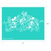 Line art of Disney characters—Daisy Duck, Mickey Mouse, Goofy, Pluto, Minnie Mouse, and Donald Duck—posing together on a turquoise background. Image dimensions are 11 inches wide by 8.5 inches tall.