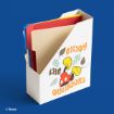 A white file organizer with folders inside features a design of yellow-gloved hands, leaves, and the red hat of Mickey Mouse, with the words “Enjoy the Outdoors.” The Disney logo is in the corner.