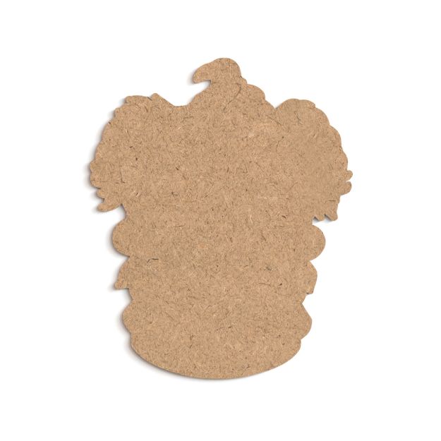 A piece of brown corkboard cut into an irregular shape resembling a cluster of grapes or a cloud, set against a white background.