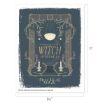 A decorative poster with candles, flowers, and an ornate window. Text reads: "There's a little witch in all of us." Below is "Practical Magic." Poster measures 8.5 by 11 inches.
