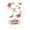 Watercolor-style Christmas floral designs featuring poinsettias, holly, pine branches, berries, and a cardinal. The sheet measures 11 by 17 inches.