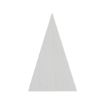 A tall, white, wooden triangle standing upright on a plain white background.