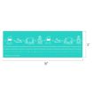 Teal rectangular design, 18 inches by 6 inches, featuring white line drawings of a dog in various holiday poses, Christmas trees, and the words “Merry Christmas” repeatedly along the pattern.