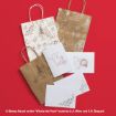 Gift bags and cards featuring red line art illustrations of Winnie the Pooh and friends, displayed on a red background. The designs include Pooh, Piglet, Tigger, and Eeyore in festive and playful scenes.