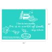 Teal card with white illustrations of books and leaves. Text reads: “I live in two worlds, one is a world of books. - Rory Gilmore.” Gilmore Girls logo at bottom. Dimensions: 6½” x 4½”.