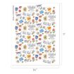 A sheet with colorful illustrations of flowers, dragonflies, books, teacups, and quotes like “I love you a thousand different ways” and “Take it one day at a time.” Sheet size is 8.5 by 11 inches.