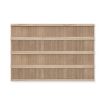 A rectangular wooden slat wall panel with horizontal wooden strips evenly spaced across its surface, set against a white background.