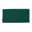 A rectangular, dark green fabric pouch with a zipper on the top edge, lying flat against a white background.