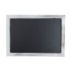 A blank rectangular chalkboard with a distressed white wooden frame, set against a plain white background.