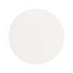A plain, round white disc with a small hole near the edge, likely for hanging. The background is also white.