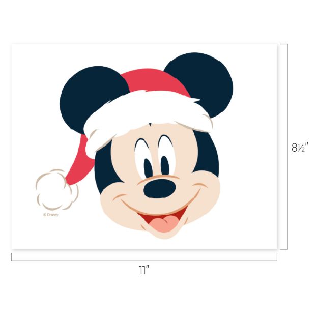 Mickey Mouse wearing a red and white Santa hat, smiling. Image dimensions are 11 inches wide by 8.5 inches tall.