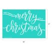 A turquoise sign with white script text reading “Have yourself a merry little Christmas.” The sign measures 18 inches wide by 12 inches tall.