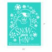 Frosty the Snowman stencil design featuring snowflakes and the text “SNOW MUCH FUN!”.