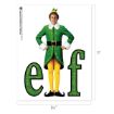 Buddy the Elf stands between the letters “e” and “f” to spell the word “elf.”