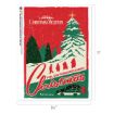 Stylized poster for National Lampoon’s Christmas Vacation featuring a snowy forest, the Griswold family silhouettes, and a station wagon carrying a Christmas tree.