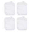 Four plain white rectangular pot holders with hanging loops, arranged in a two-by-two grid.